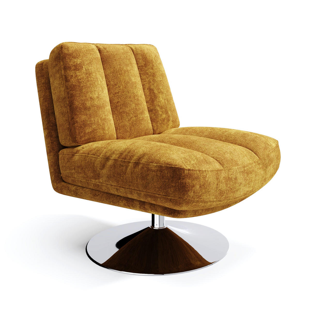 SESSEL Texturierter Samt Senf 60.5cm - Dunkelgelb, Textil (60/80/74cm) - Sia Home