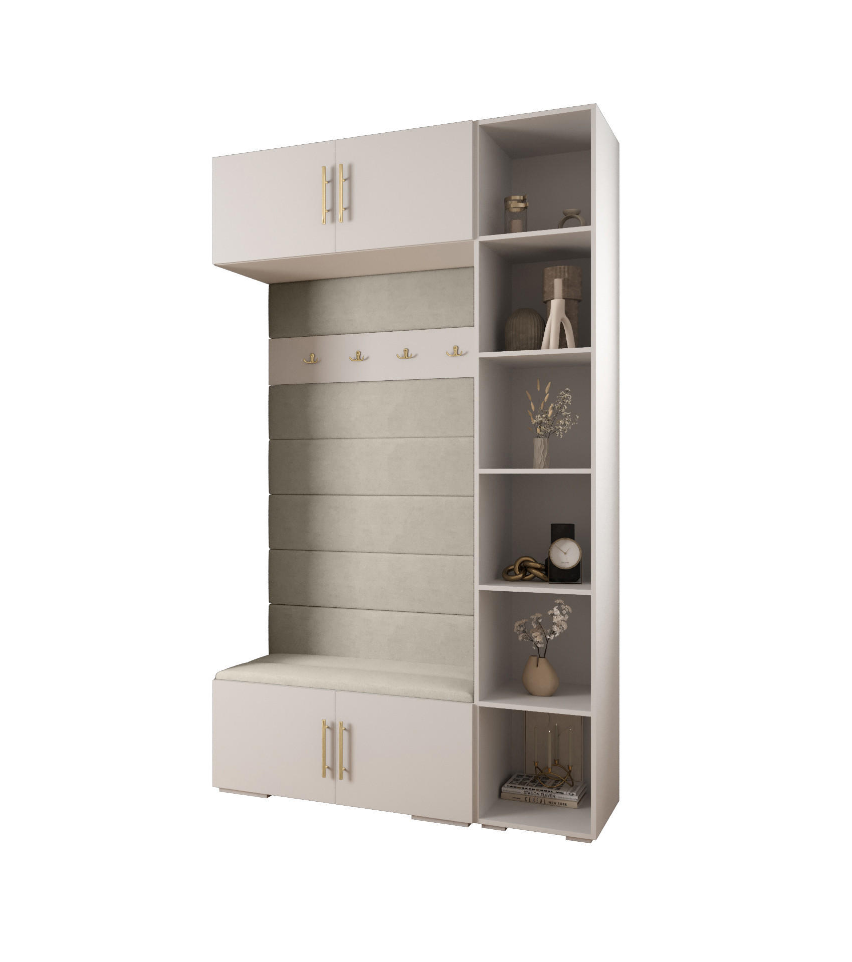 GARDEROBEN-SET 236,7/140/47 - Beige/Goldfarben, Holz/Metall (140/236.7/47cm) - Abiks Möbel