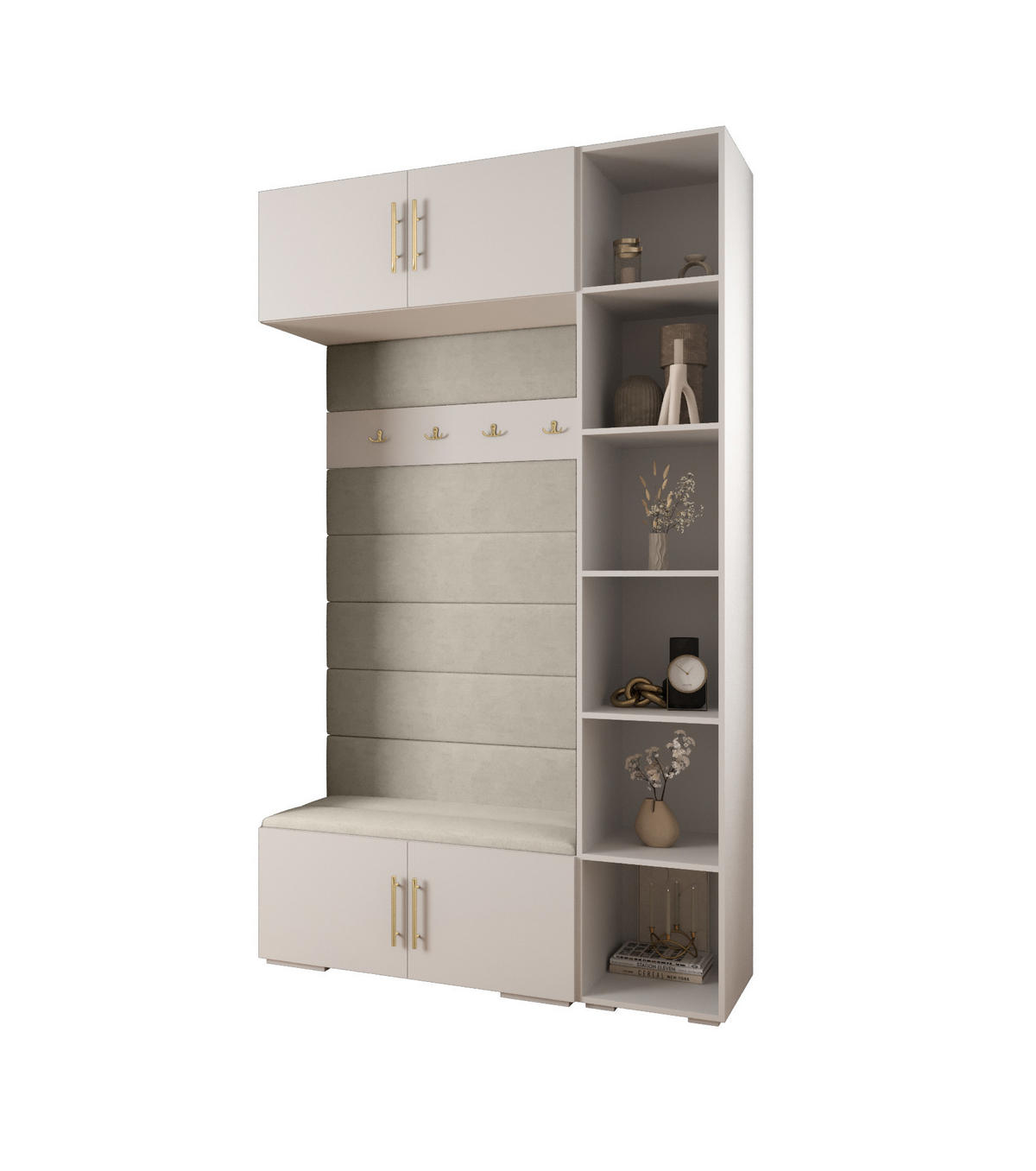 GARDEROBEN-SET 236,7/140/47 - Beige/Goldfarben, Holz/Metall (140/236.7/47cm) - Abiks Möbel