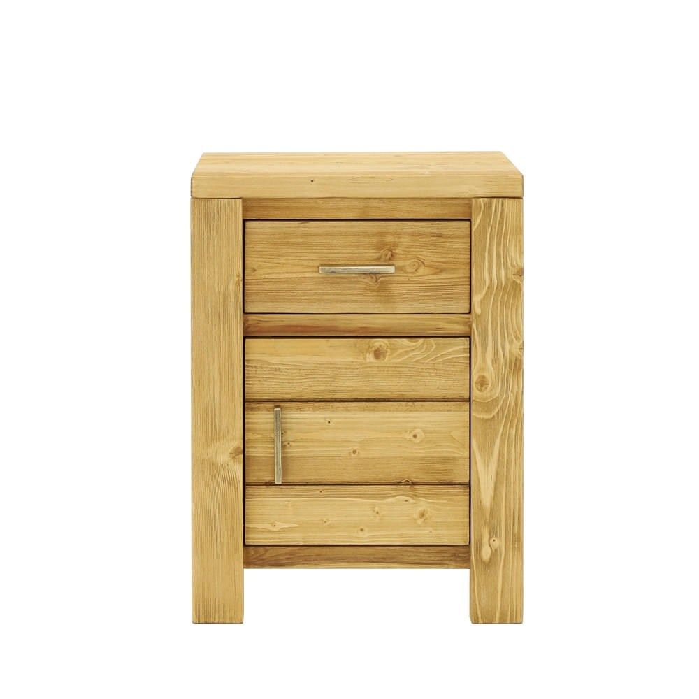 NACHTTISCH aus Massivholz MIDLAND - Honig, Holz (45/60/38cm) - Seart