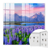 SCHLÜSSELBOX Weiß 30x30 cm – Türöffnung nach rechts - Berglandschaft - Lila, Metall (30/30/5cm) - TULUP