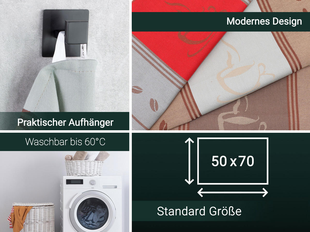GESCHIRRTÜCHER, 5er-Set, 50x70 cm, 100% Baumwolle, Grau - Hellgrau, Textil (50/70cm) - Zollner