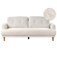 3-SITZER-SOFA Bouclé Weiß Tuve - Hellbraun/Weiß, Textil (199/85/90cm) - Beliani
