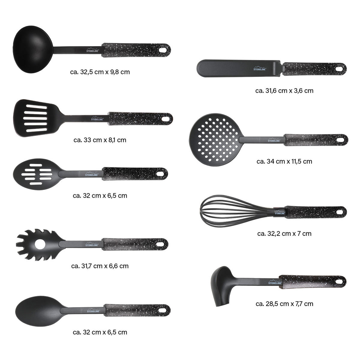 KÜCHENHELFER-SET 9-TEILIG - Schwarz, Metall - Stoneline