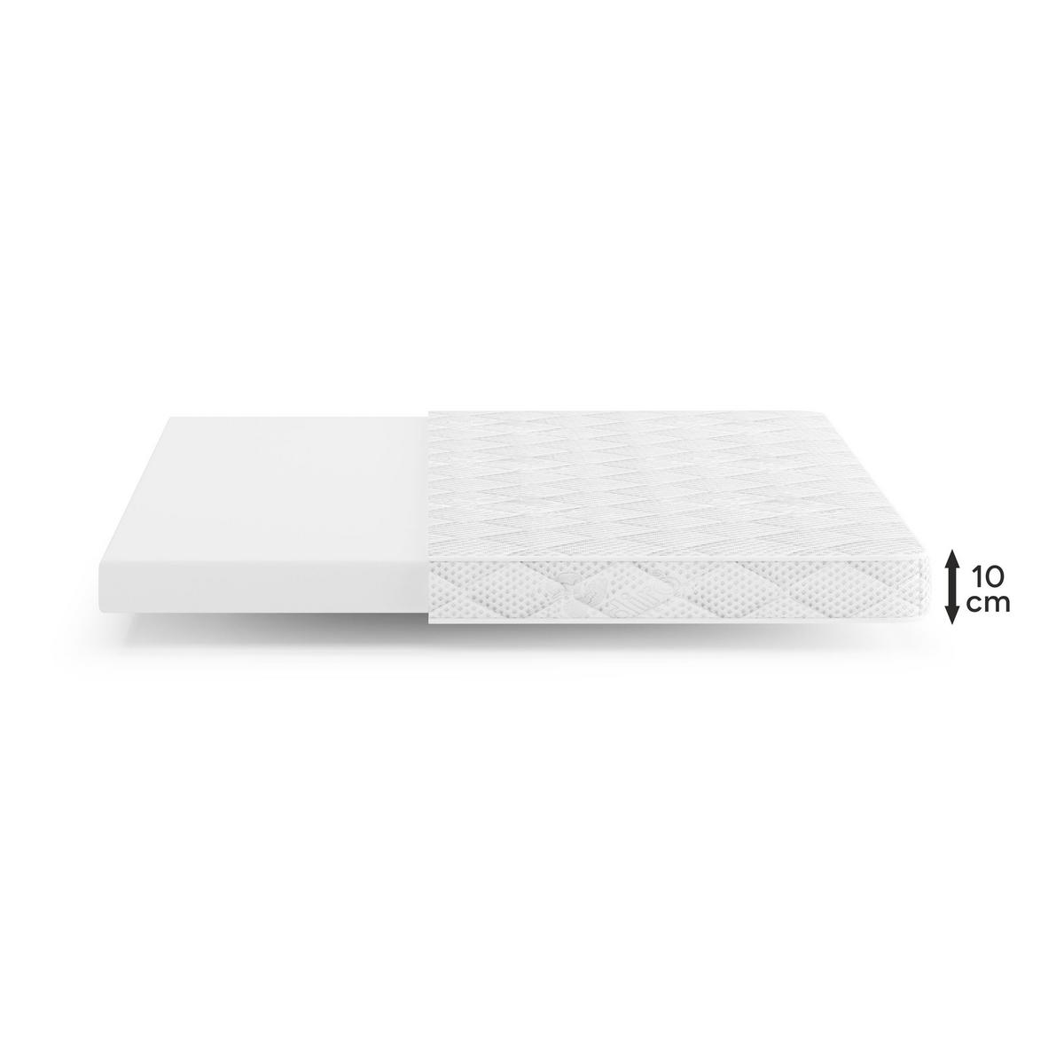 KALTSCHAUMMATRATZE Ergo+ 10 cm, Schaummatratze, H2, 120x200 - Weiß, Kunststoff (120/200cm) - Beautysofa
