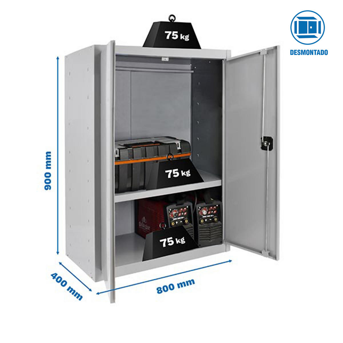 STAHLSCHRANK Amego HxBxT 90x80x40 cm 1x Fachboden Grau-Grau - Grau, Metall (80/90/40cm) - PROREGAL