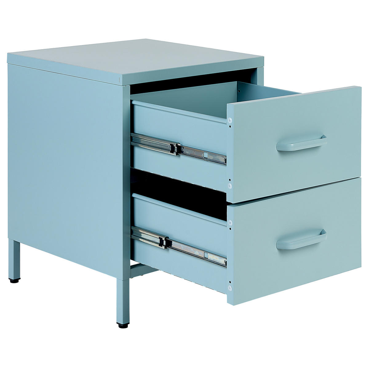 NACHTTISCH hellblau 2 Schubladen Malavi - Blau, Metall (43/55/40cm) - Beliani