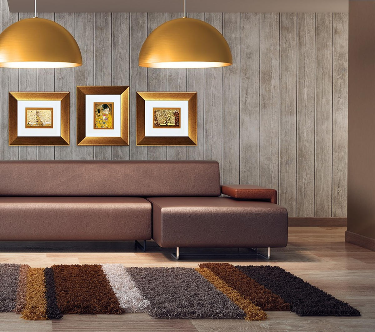 BILD gerahmt 41x36 cm Gustav Klimt „The Fullfillment“ - Braun, Holz (41/36cm) - artissimo