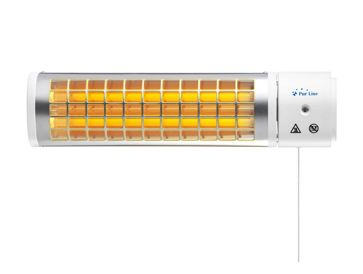 HALOGEN-HEIZUNG für Wandmontage Weiß für Außenbereich und Bad 1200 W - Weiß, Kunststoff/Metall (55/10/13cm) - Purline