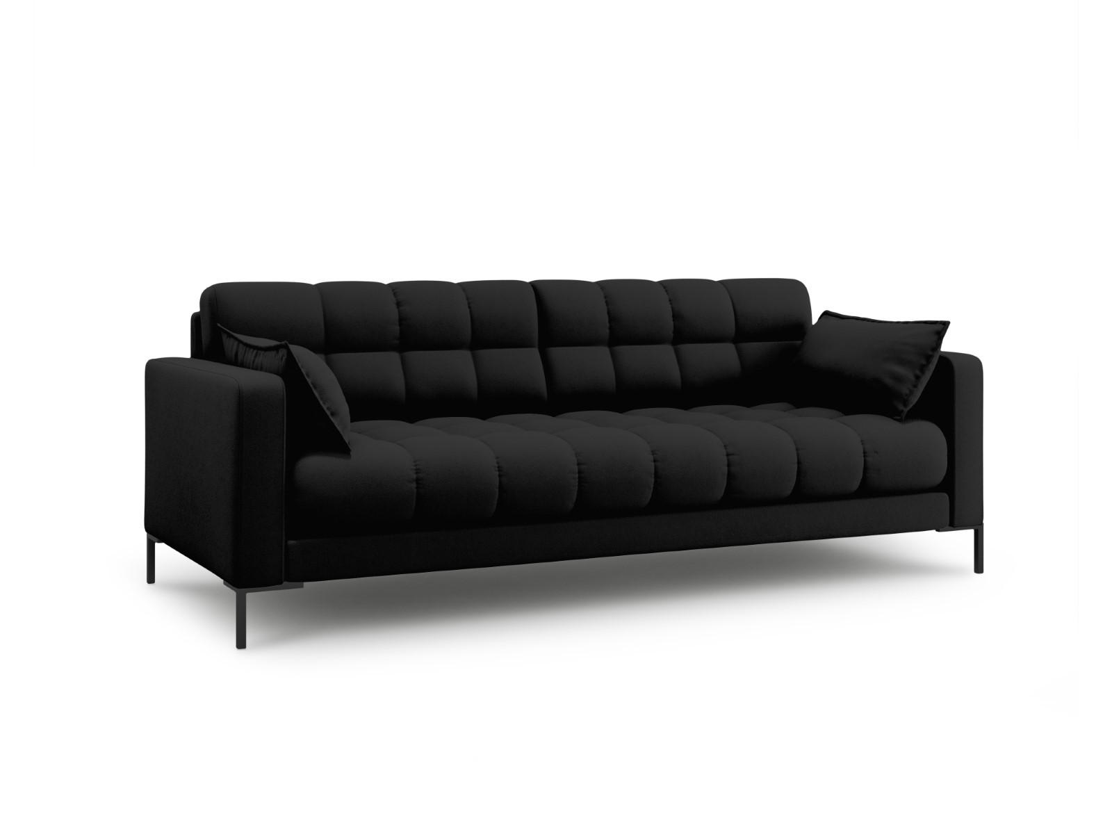 SOFA Mamaia aus strukturiertem Stoff schwarz 3 Sitzplätze - Schwarz, Textil (92/75/177cm) - Micadoni