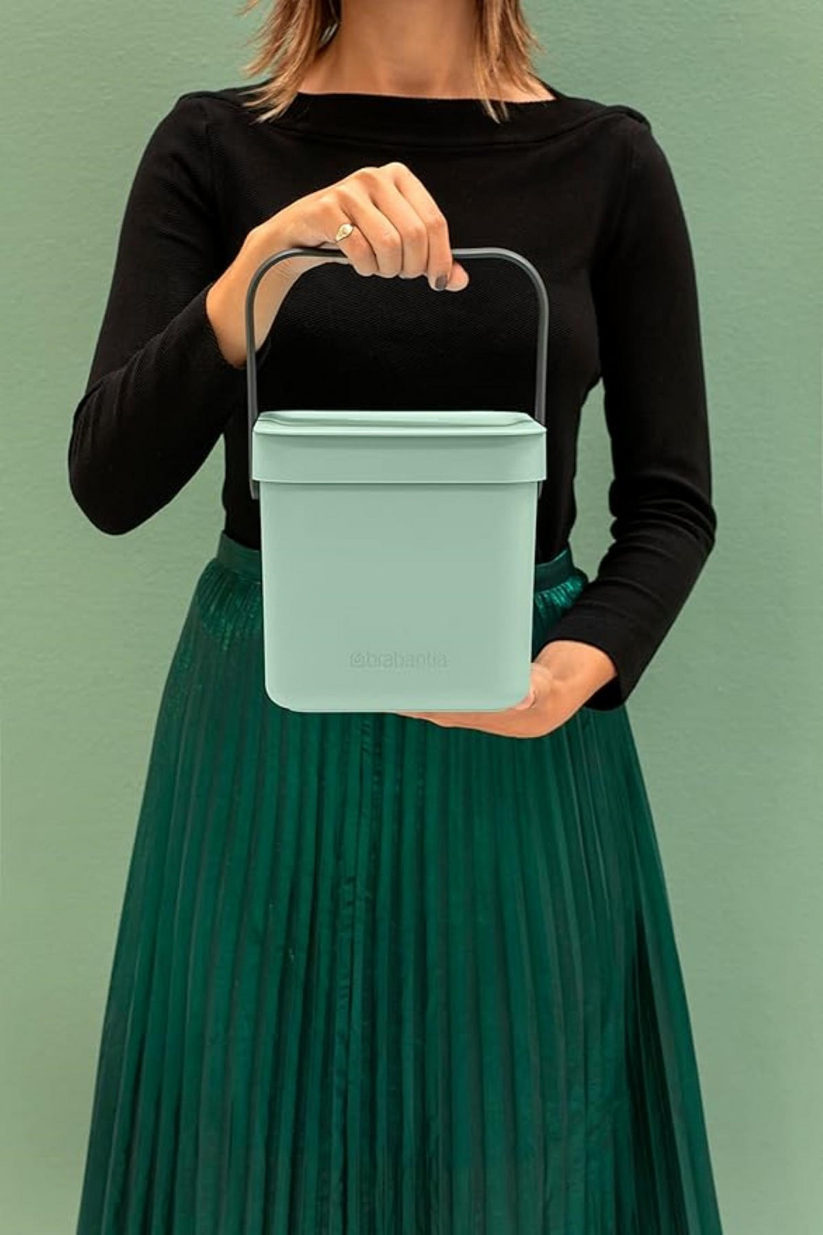 MÜLLEIMER Mit Stay Open Deckel 6 Liter 18 x 20 x 24,5 cm Kunststoff Jade - Grün, Kunststoff (20/18.1/24.5cm) - PROREGAL