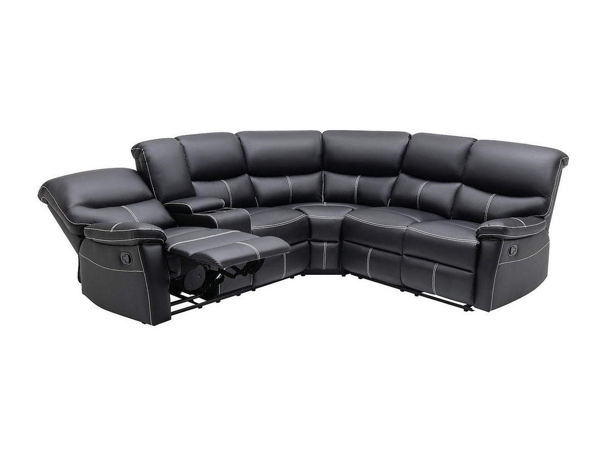 RELAX-ECKSOFA - Kunstleder - Schwarz - CANBY - Schwarz, Leder (253/223cm) - Vente-Unique