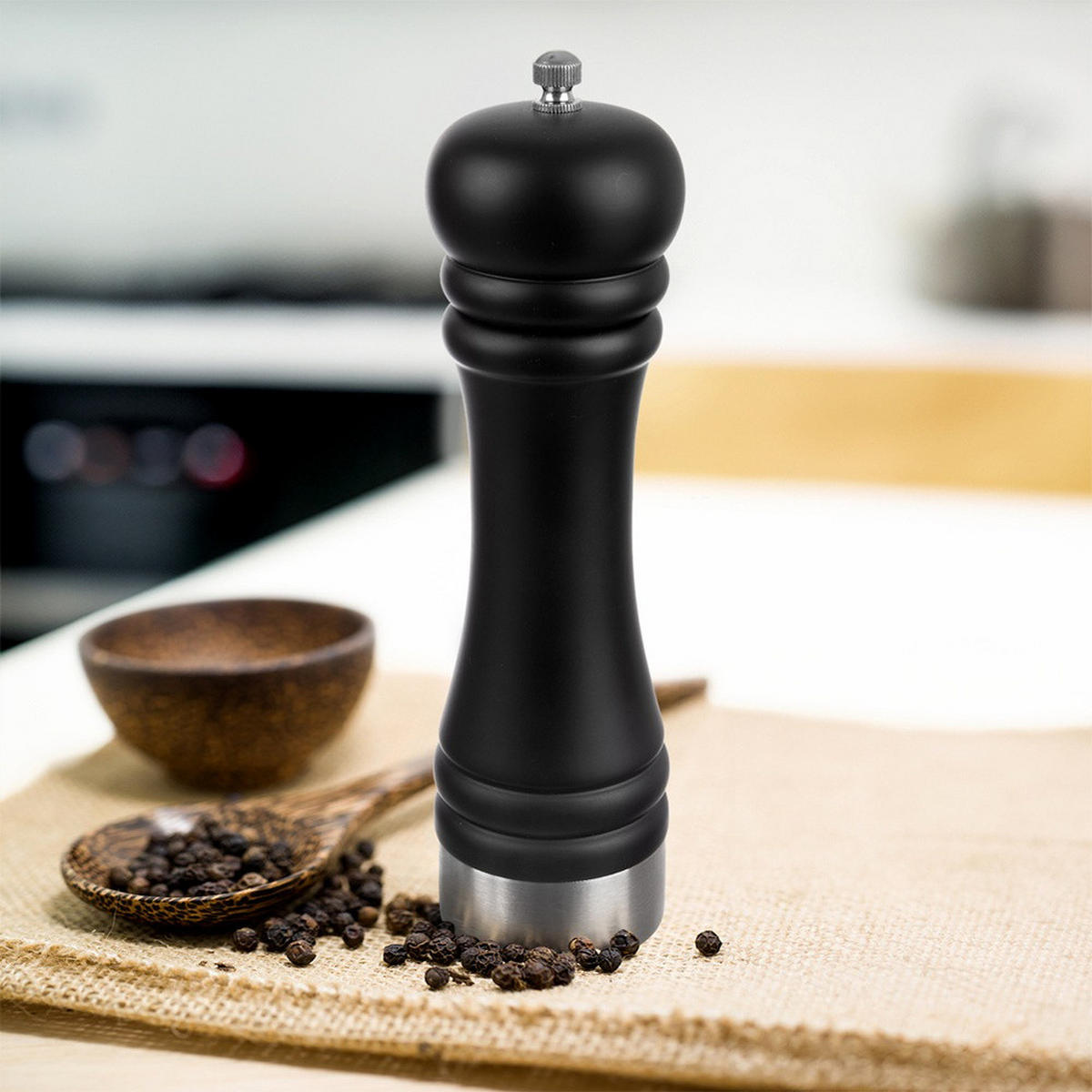 GEWÜRZMÜHLE Schwarz - Schwarz, Holz (6/21.5/6cm) - Orion 