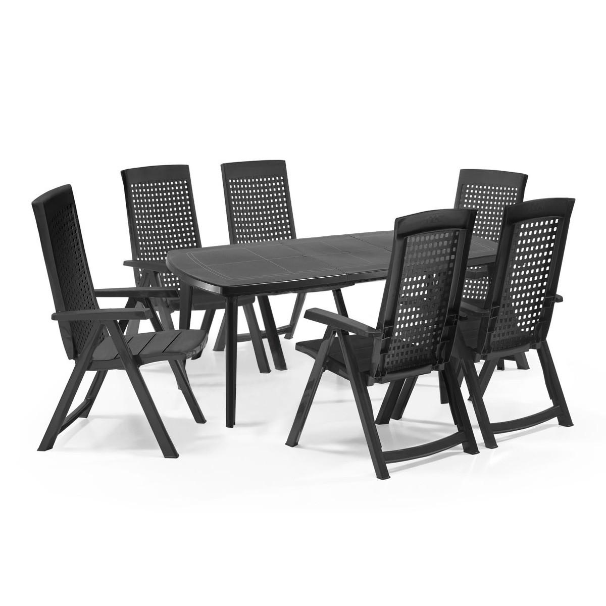 ESSGRUPPE Milano Diningset 7-teilig anthrazit inkl. Klappstühle - Anthrazit, Textil - Shaf