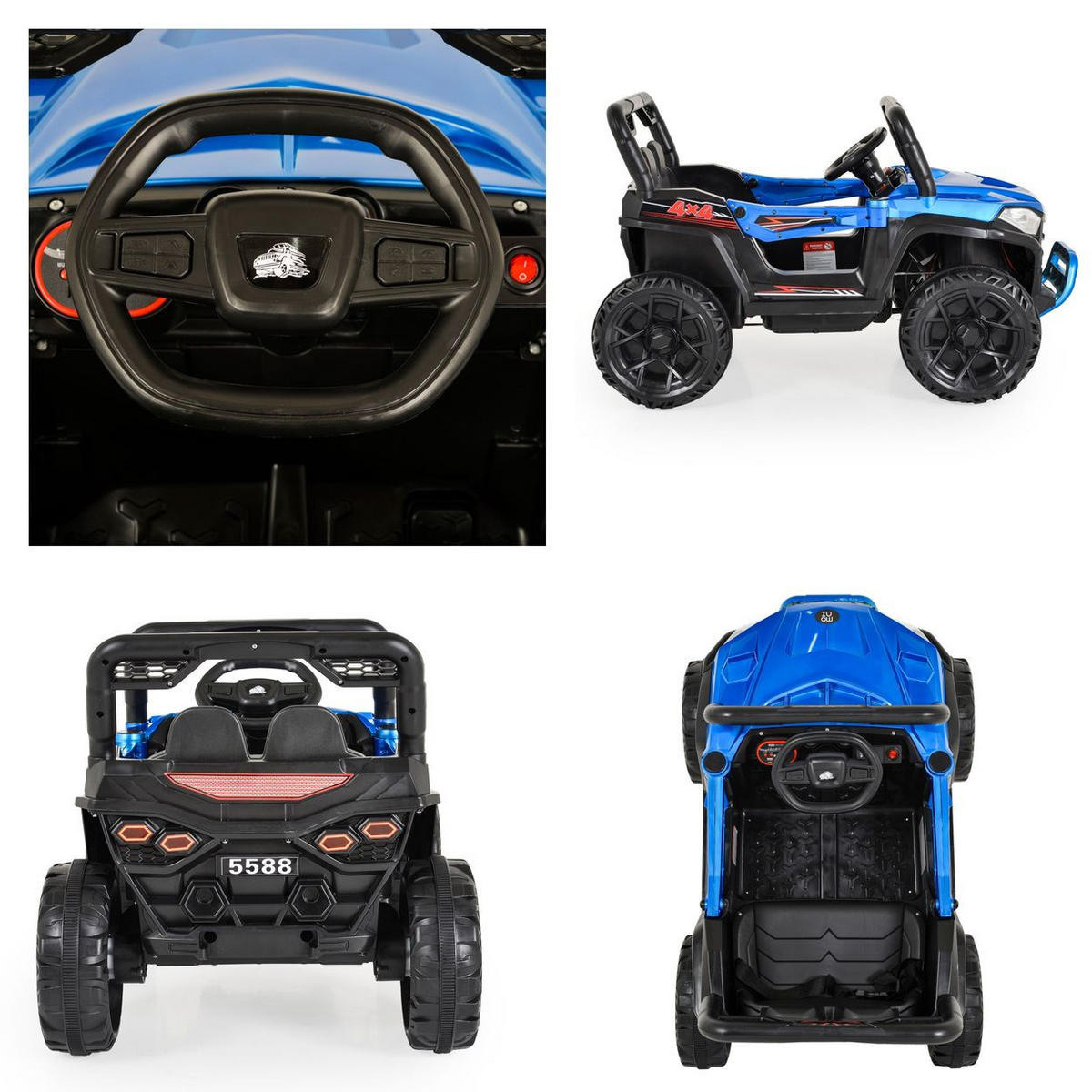KINDERELEKTROAUTO Buggy Fast UTV blau 5588 metallic Fernbedienung MP3 USB Gurt - Blau, Kunststoff (102/61/64cm) - Moni