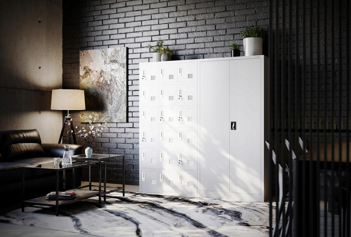 SCHLIESSFACHSCHRANK KAROL - Grau, Metall (90/185/40cm) - Jan Nowak