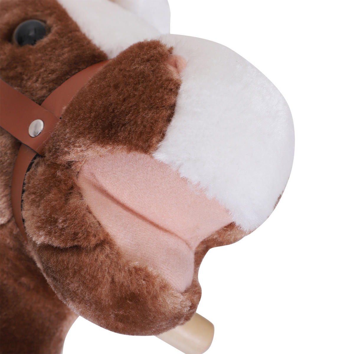 KINDER SCHAUKELTIER, Braun, Plüsch+ Pappel - Braun, Holz (33/62/74cm) - HOMCOM