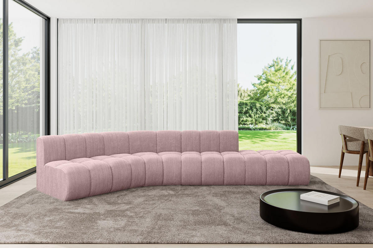 ECKSOFA modulares Sofa Brilo-L1 - 380x174x70 cm Rosa - Rosa, Holzwerkstoff/Textil (380/174cm) - ALTDECOR