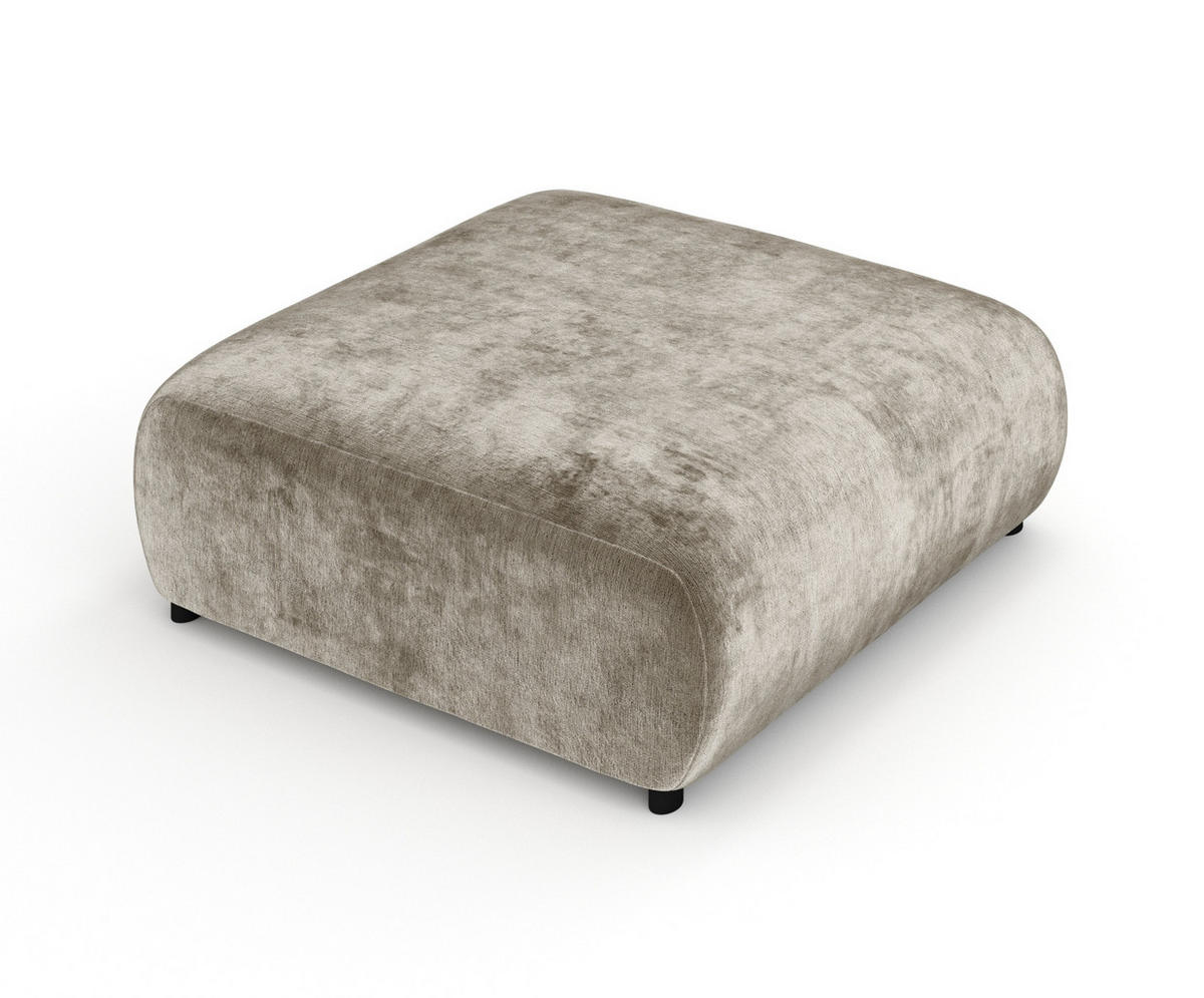 POUF L Zanzibar Beige Chenille - Beige/Schwarz, Holz/Holzwerkstoff (110/37/110cm) - Maison de Reve