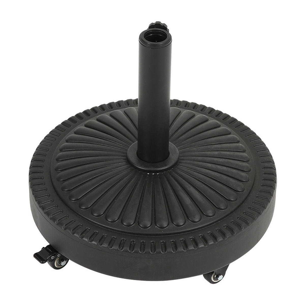 SONNENSCHIRMSTÄNDER Sonnenschirmfuß mit Rollen aus PE + Concrete mit dekorativem Muster Schwarz standfest ohne Befüllen Ø45 × 30 cm 25 kg - Schwarz, Metall (45/45cm) - Livingandhome