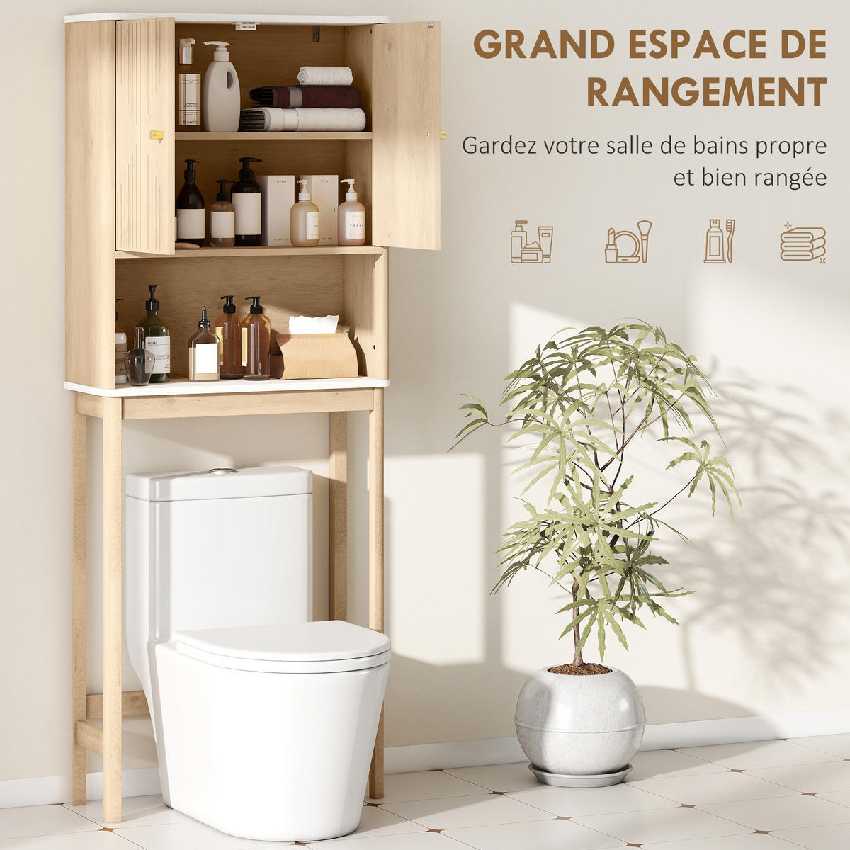 HÄNGESCHRANK Eiche 1 Stück - Beige, Kunststoff (66/168/25cm) - GiPP