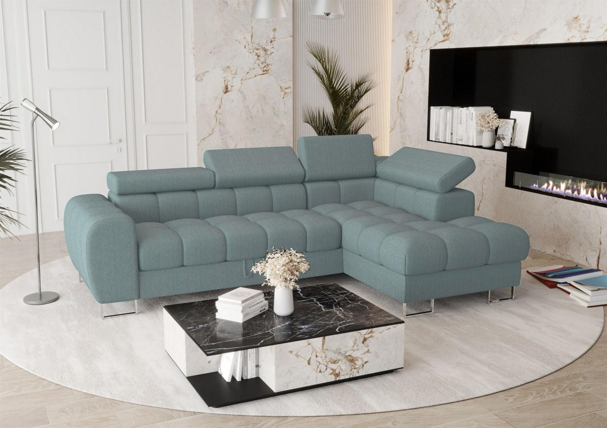 ECKSOFA Bastien Mit Schlaffunktion - Türkis, Holzwerkstoff/Textil (260/170cm) - Fun Möbel