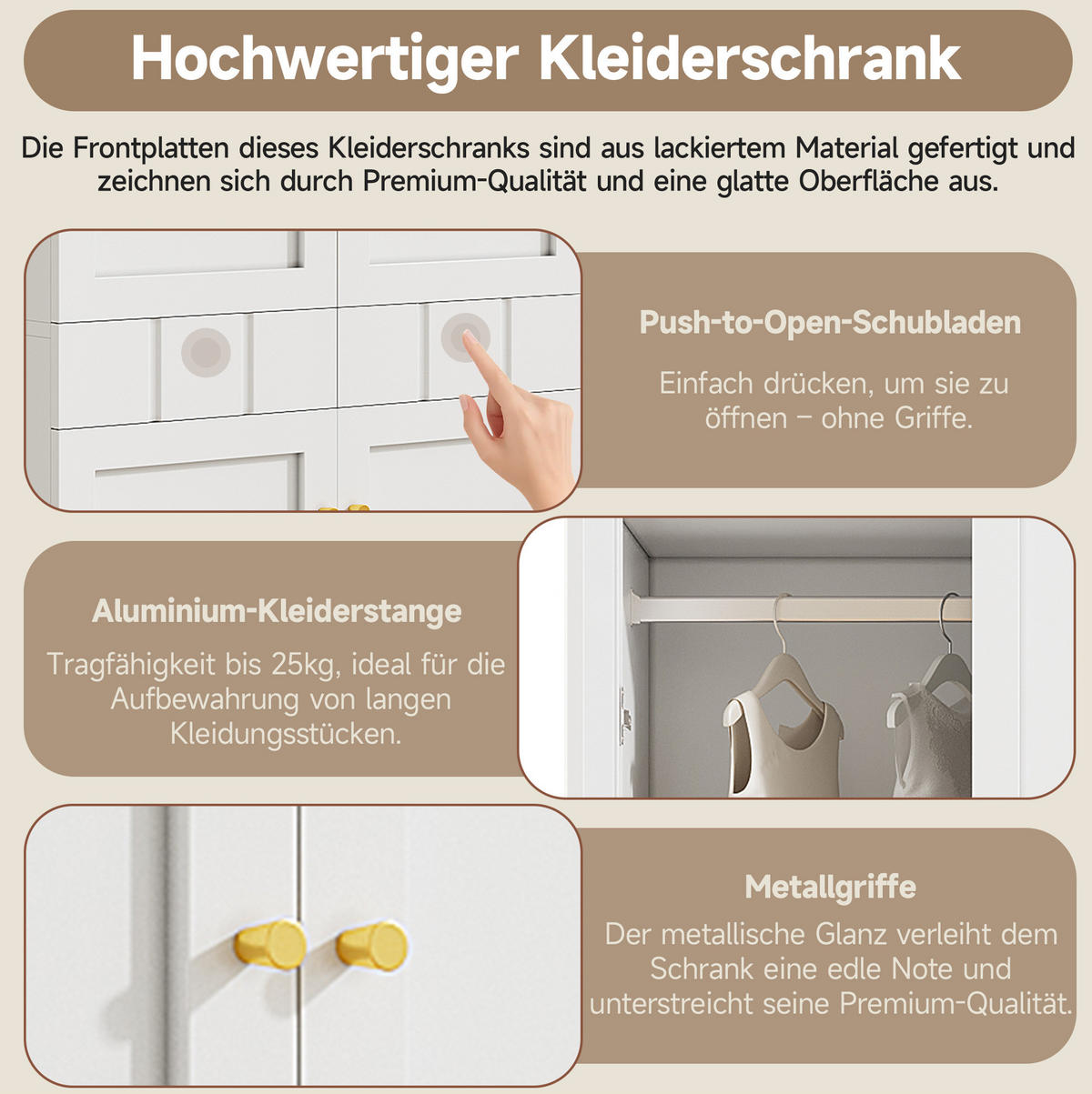 KLEIDERSCHRANK 80/200/50 cm Weiß aus MDF mit Schubladen - Weiß, Holzwerkstoff (50/200/80cm) - OKMYHOME