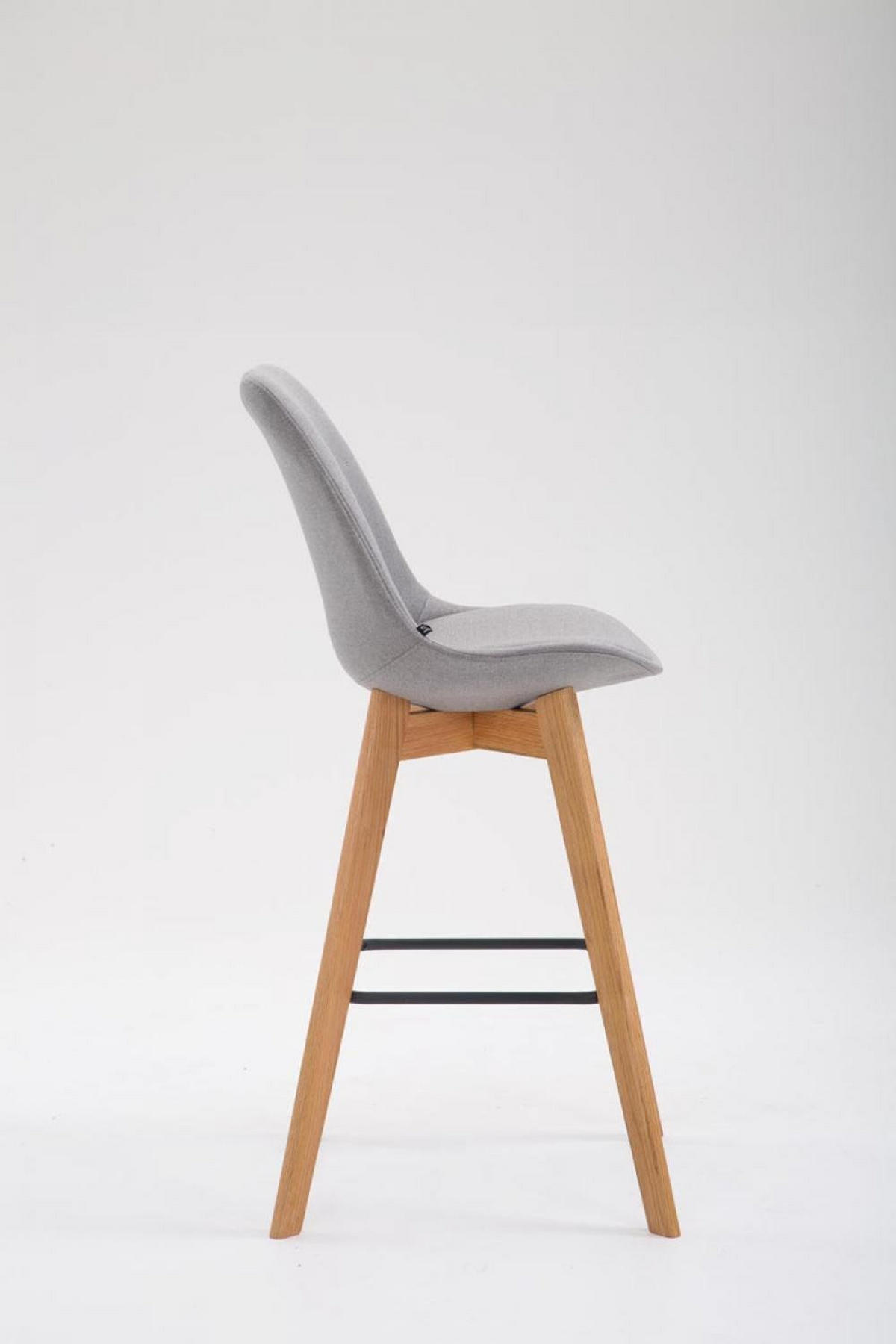 BARHOCKER Stoff grau - Eukalyptusholzfarben/Grau, Holz/Textil (48/112/56cm) - CLP