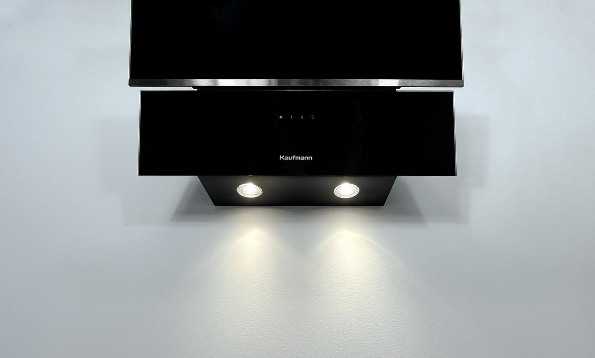 WANDHAUBE LUNA 60 BL, 1000 m³/h, 60 cm, Schwarz - Schwarz, Glas/Metall (59.6/82/40cm) - Kaufmann