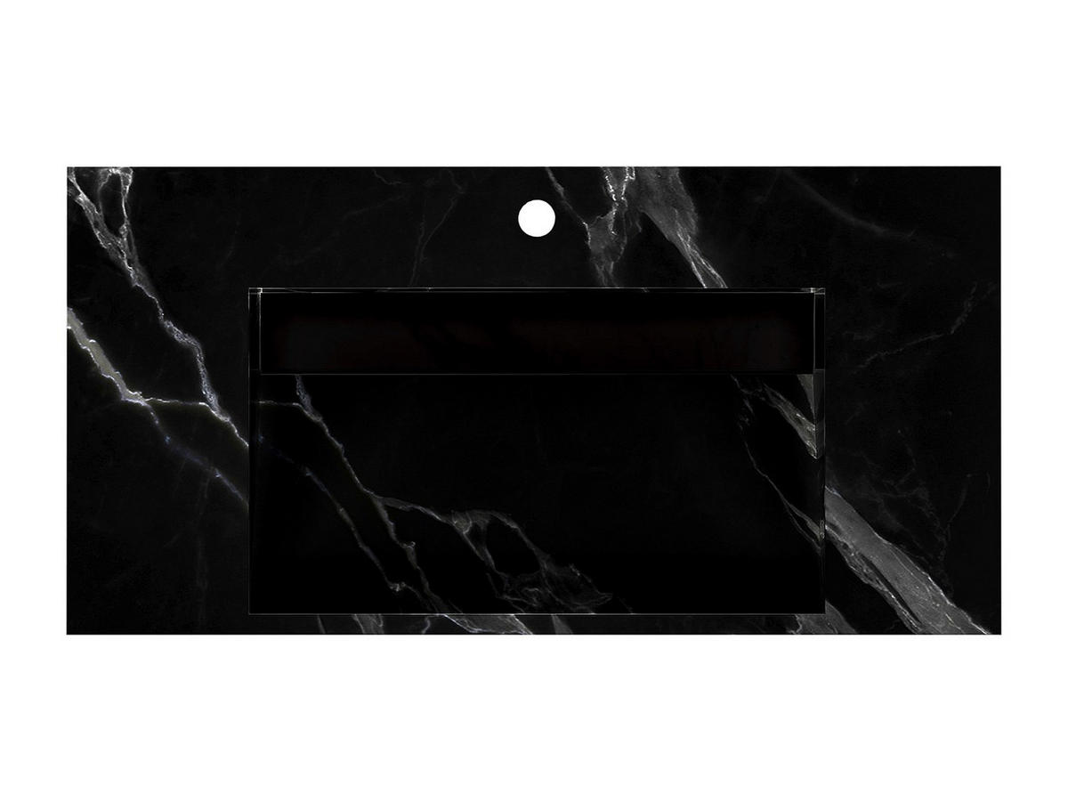 WASCHBECKEN hängend - 90.2 x 45.2 x 8 cm - Schwarz mit Marmor-Optik - TAKOTNA - Schwarz, Stein (90.2/8/45.2cm) - Vente-Unique