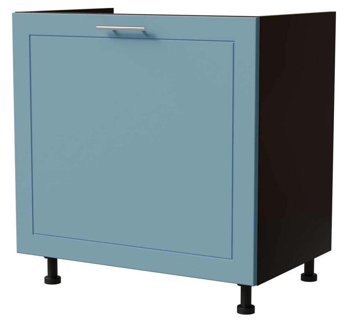 SPÜLENUNTERSCHRANK Bari D1Z/80 Schwarz / RAL 5024 pastellblau 80 / 50 / 82cm Blum Teilauszug - Blau/Schwarz, Holz/Holzwerkstoff (80/82/50cm) - Feldmann-Wohnen