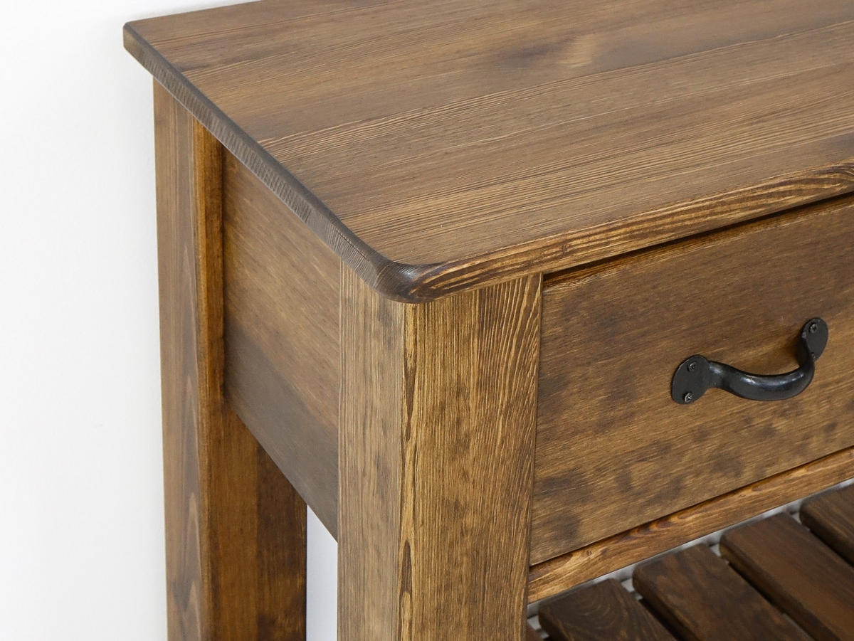 KONSOLENTISCH aus Massivholz Rustyk - Dunkelbraun/Schwarz, Holz (42/78/130cm) - Seart