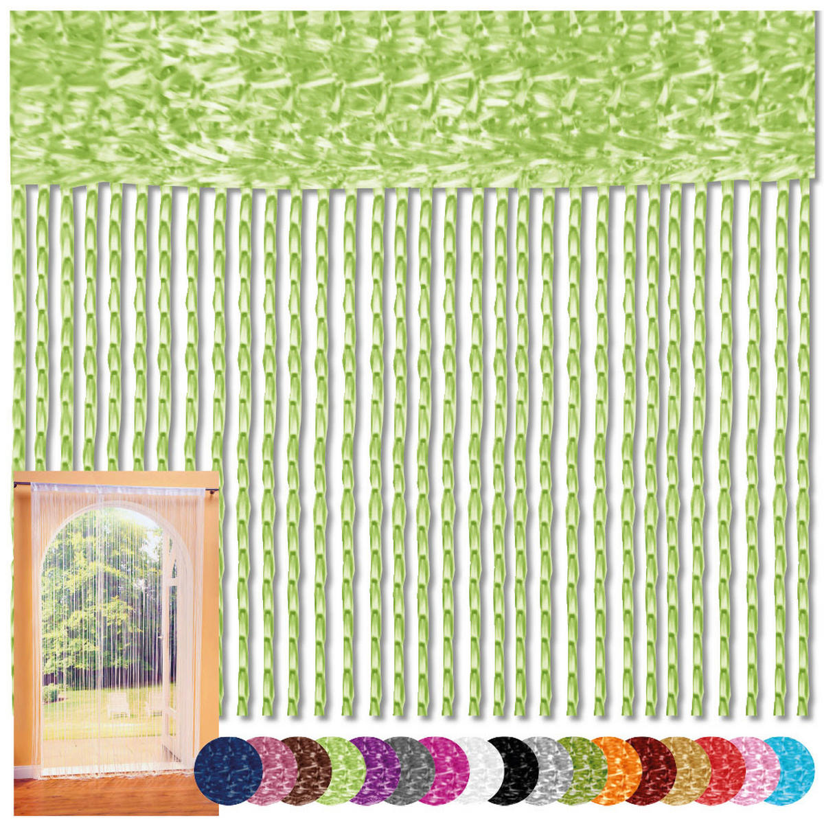 FADENVORHANG 90 cm x 240 cm Fadengardine (Mint) Ideal als Insektenschutz oder Raumteiler - Mintgrün, Textil (90/240cm) - Bestlivings