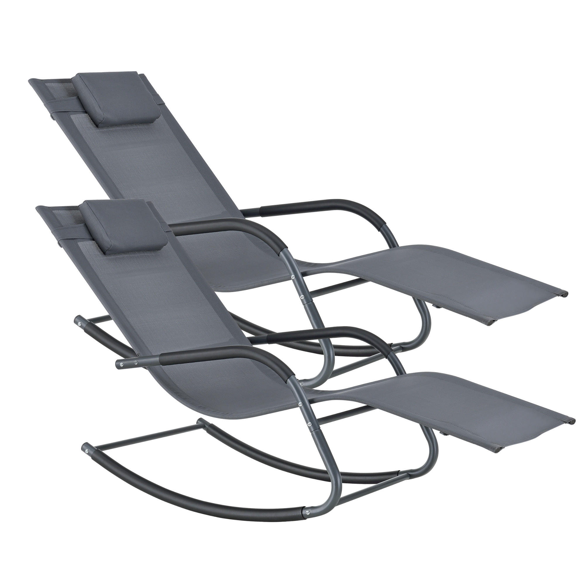 SCHAUKELLIEGE-SET 2 TLG. Caracena - Dunkelgrau, Metall (147/89/63cm) - [en.casa]