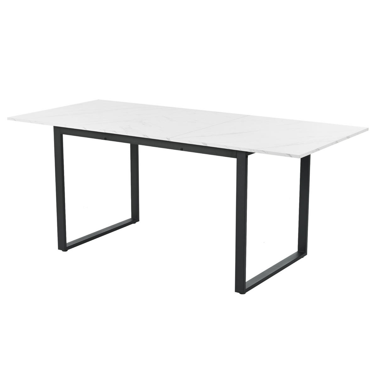 ROZKLÁDACÍ jídelní stůl 140/180 x 80 x 75 cm s nastavitelnými nožkami a deskou v mramorovém dekoru, Bílá - bílá, kompozitní dřevo (140/80/75cm) - Redom