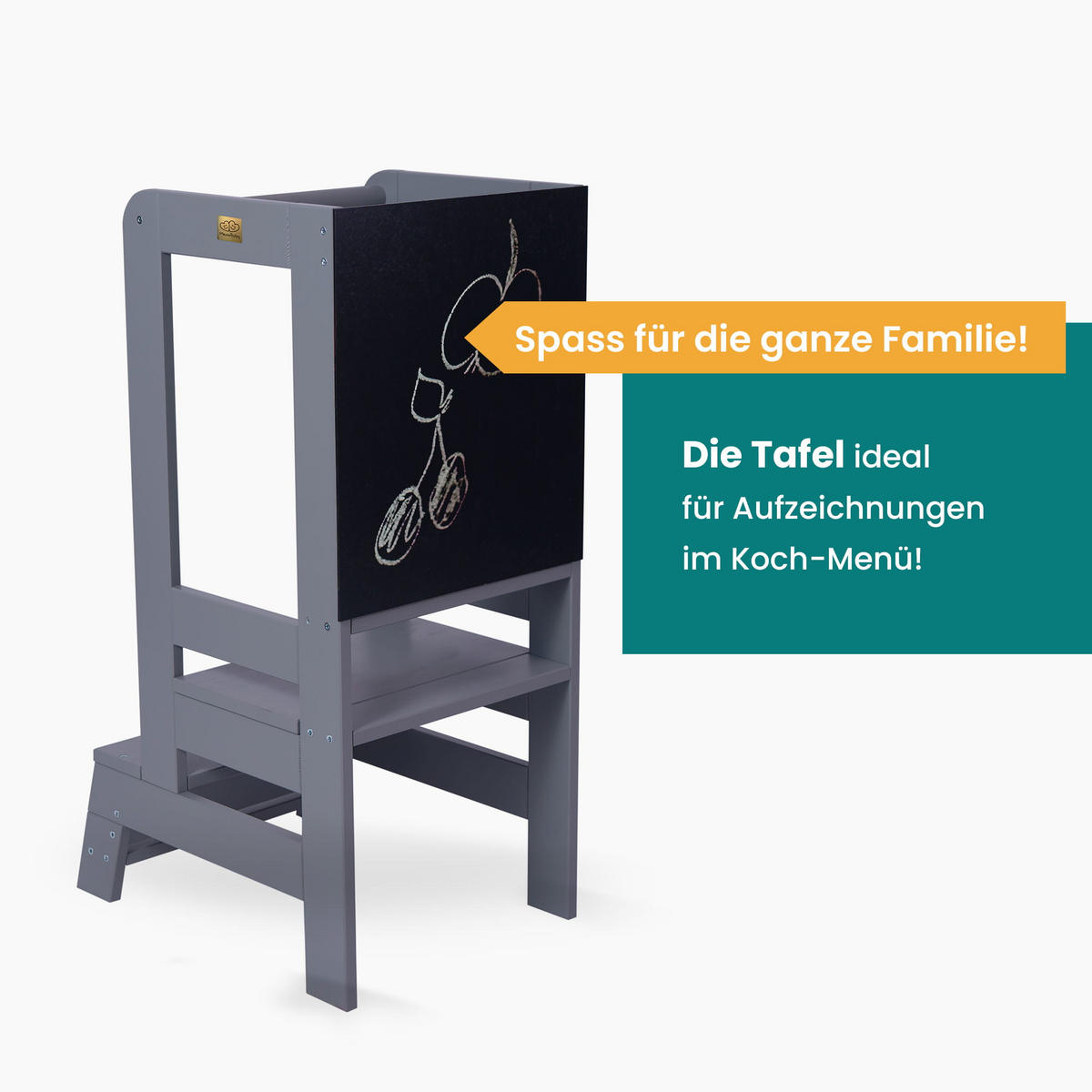 LERNTURM mit Tafel für Kinder, Natur Holz, Schwarz-Natur - Schwarz/Naturfarben, Holz (39/90/90cm) - MeowBaby