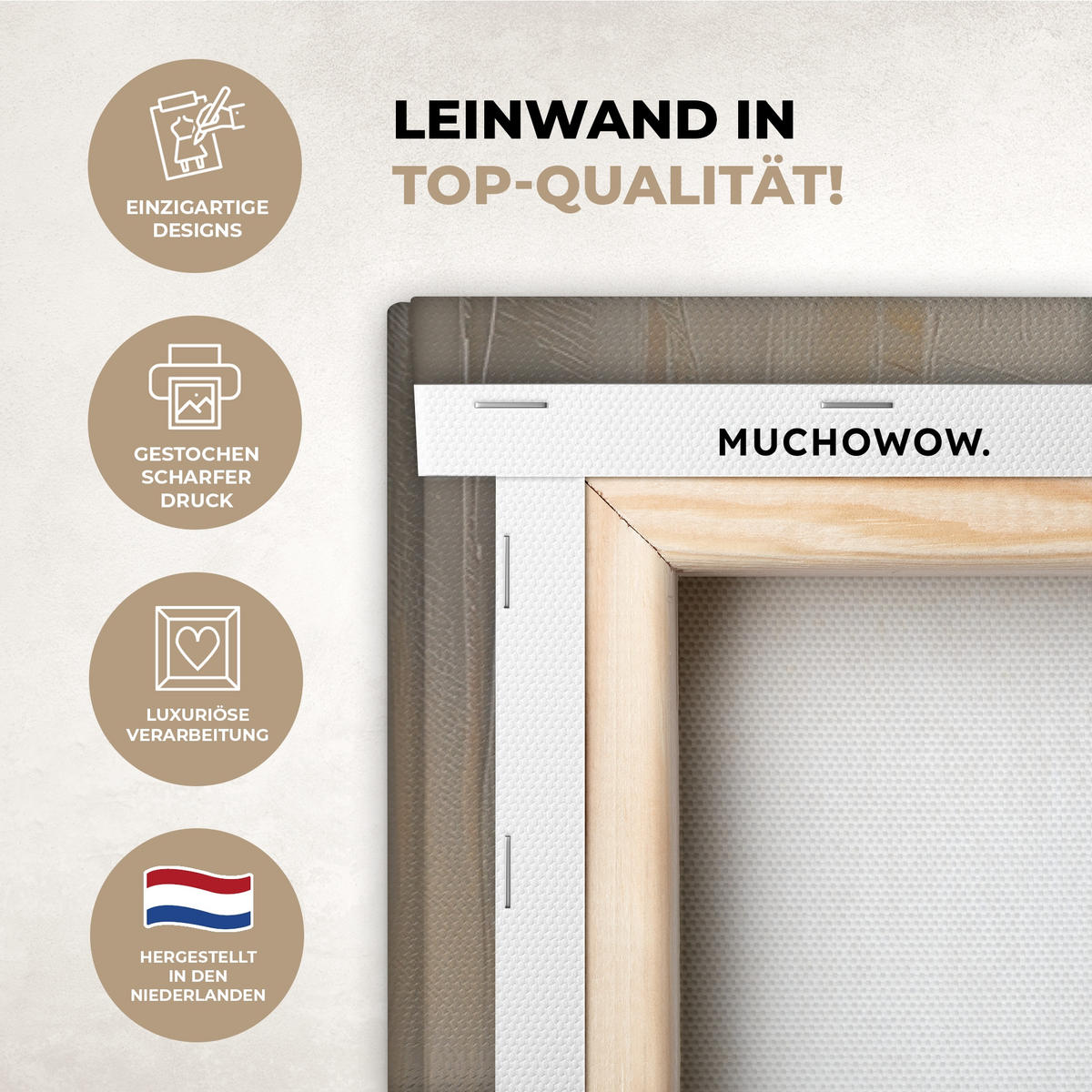 LEINWANDBILD Osterhase - Pastell - Eier Groß 140x90 cm - Beige, Textil (140/90cm) - MuchoWow