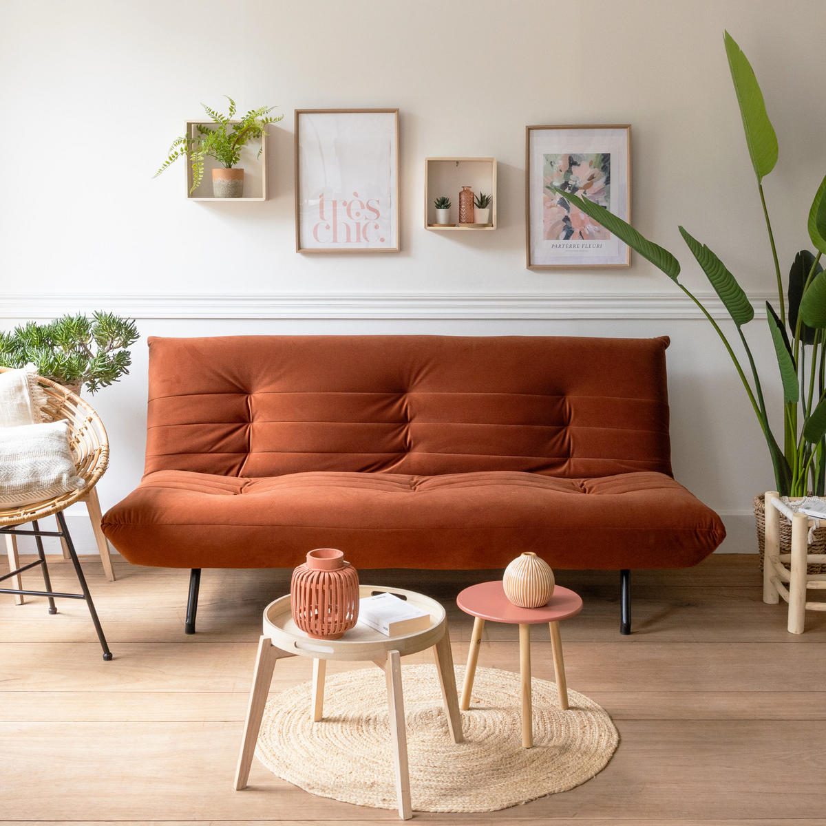SOFA Anatole Terracotta 3 Plätze - Orange, Textil (185/82/92cm) - Happy Garden