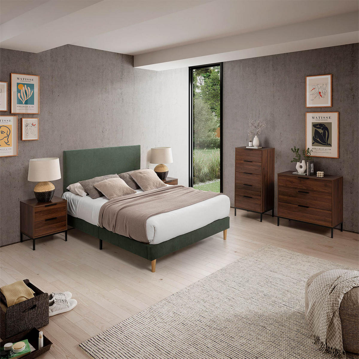 POLSTERBETT + kopfteil Bari 150x190 cm, Grün - Grün, Textil (190/150cm) - VS Venta-stock