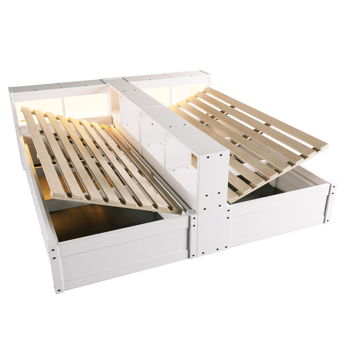 STAURAUMBETT 90/180/200 cm DE-32622 mit LED Weiß - Weiß, Holzwerkstoff (90/200cm) - ComfortXL