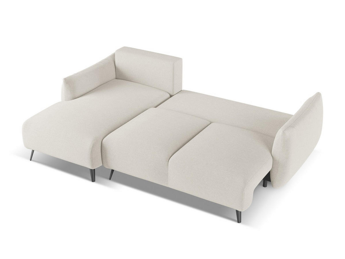 ECKSOFA mit Schlaffunktion Chenille Stoff Grau - Silberfarben/Schwarz, Textil/Metall (162/242cm) - Makamii