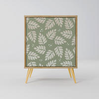 SIDEBOARD LEAVES ON GREEN, Eichefarben, 57,5x42x75,5 cm, Goldfarbene Metallfüße - Eichefarben/Goldfarben, Holzwerkstoff/Metall (57.5/75.5/42cm) - SpaceRebels