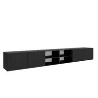 TV-LOWBOARD Schwarz NOELI 300 Offene Regale Rillenstruktur - Schwarz, Holzwerkstoff (300/41/40cm) - Sepro Meble