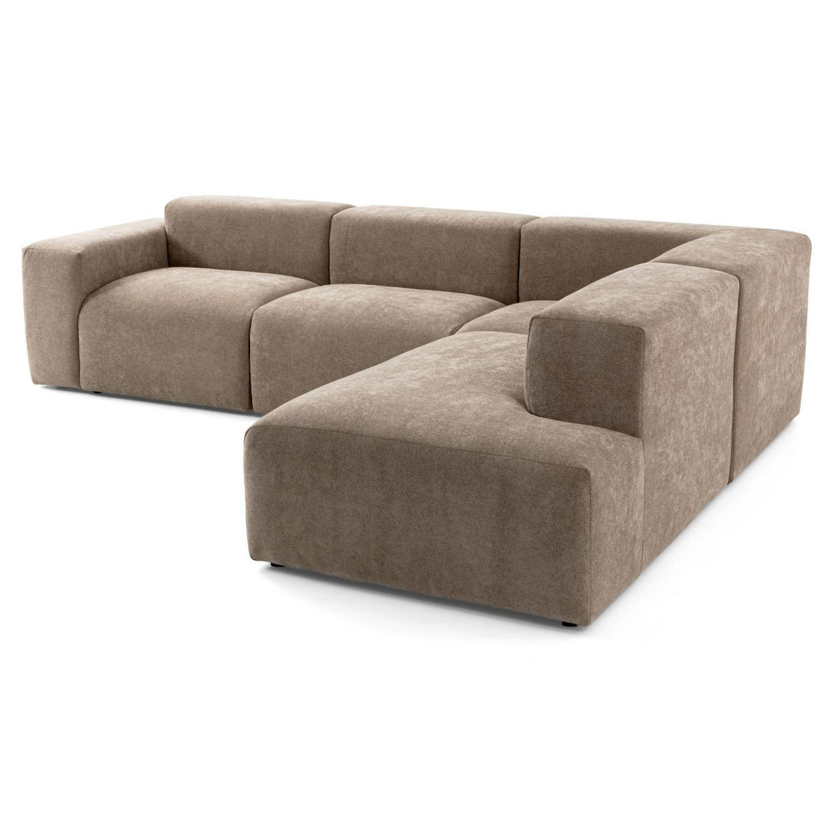 4-SITZER modulares Ecksofa HEAVEN SET 2 Rechts, Breite 300 cm Webstoff Braun - Schwarz/Braun, Holz/Kunststoff (245/300cm) - Muffo