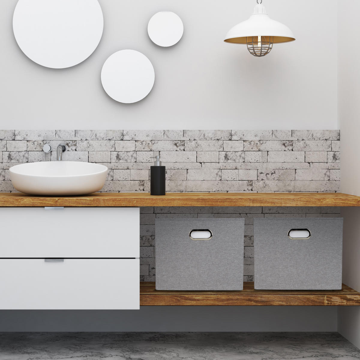 2XAUFBEWAHRUNGSBOX - Grau, Wellpappe/Textil (43/34/43cm) - Relaxdays