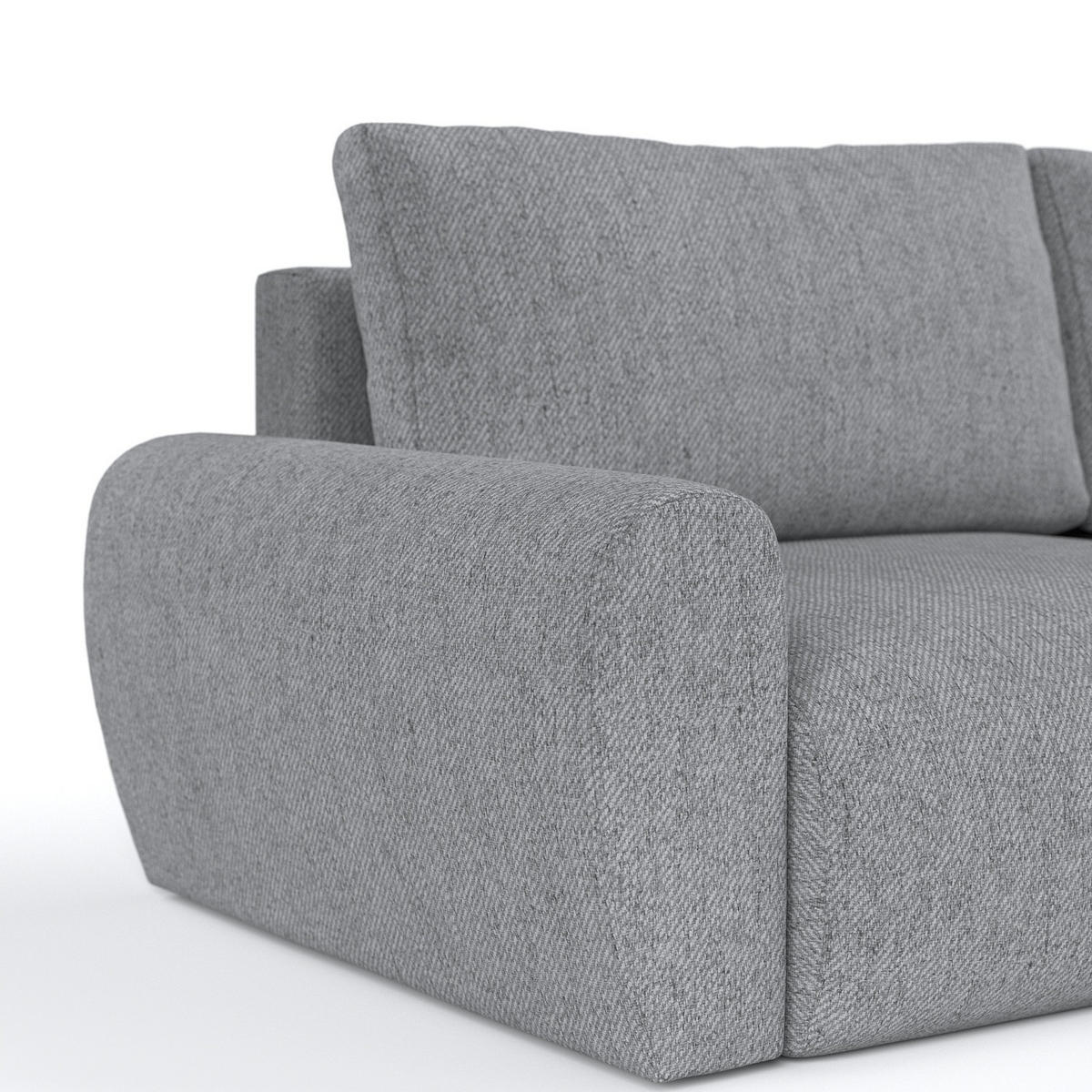 ECKSOFA OMARI mit Schlaffunktion Grau im Neve Stoff - Schwarz/Grau, Holz/Holzwerkstoff (253/153cm) - AltaBeds