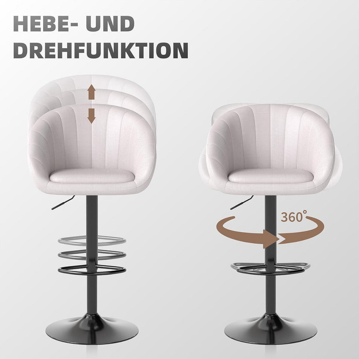 BARHOCKER 4er Set Höhenverstellbar Beige - Beige, Textil (51/104/54cm)
