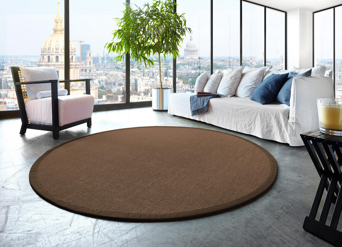 TEPPICH Sisal Manaus kaffee/graphit Rund 300cm - Mokka, Textil (300/300cm) - Astra