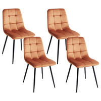 ESSZIMMERSTUHL 4er-Set Samtstoff Orange Powell - Orange, Textil (45/88/62cm) - Beliani