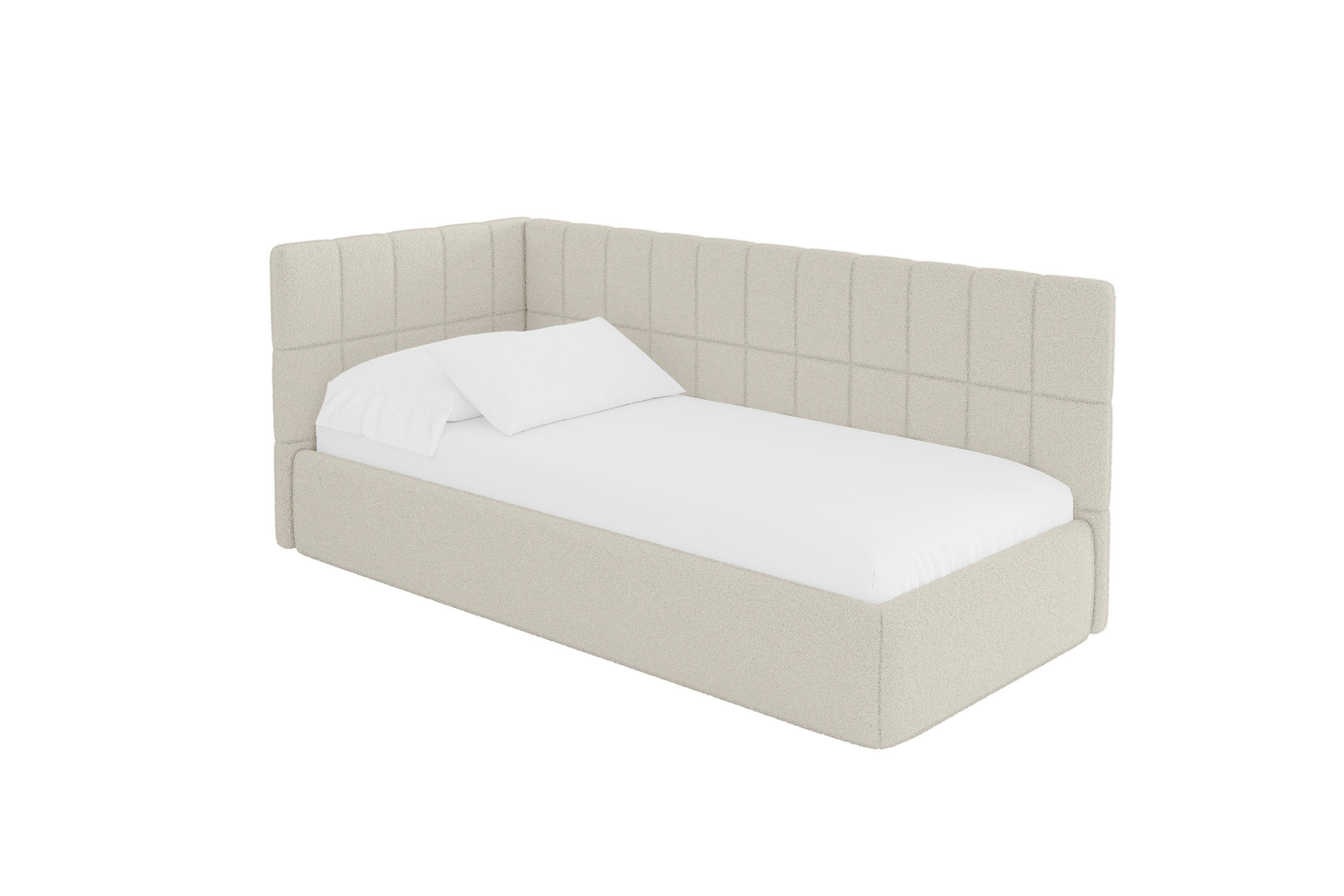 ALTDECOR JEDNOLŮŽKOVÁ POSTEL pro mládež s úložným prostorem, vpravo - TULY 90x200 béžová